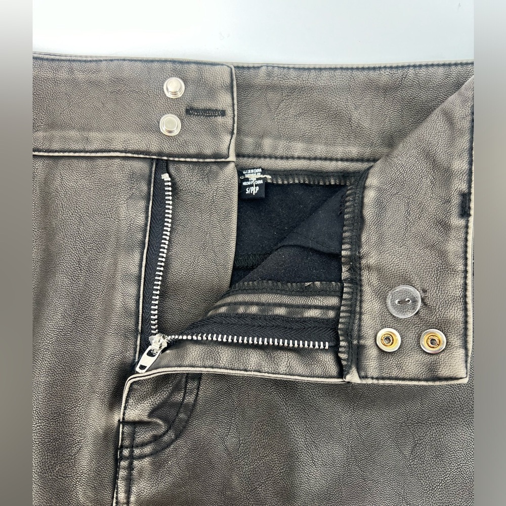 RD Style Black Distressed Faux Leather Skirt S Small - Picture 8 of 12
